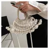 Borse da sera Pochette in argento con perle Borsa a mano di design di lusso per donna Borse e borsette femminili