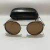 Solglasögon 2023 Vintage Original Brand Designer Round Steampunk For Men Women Metal Small Frame Driving Shades