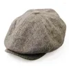 Berets Men Fashion Classic Cotton Herringbone Sboy Hats Casual Solid Color Golf Sports Flat Cap.