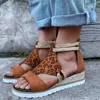 Sandaler Summer Women Casual Wedges Open Toe Beach Roman Shoe Sandal Retro Gladiator Back dragkedja Slope Heel flätade sandalier