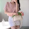 Giacche da donna Chic Corea Short Crop Cappotti Design Donna Japan Girls Office Lady Giacche a maniche corte con bottoni rosa 230721