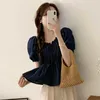 Women's Blouses Blouse For Women Folds Korean Fashion Blusas Femininas Lace-up Peplum Puff-sleeve Ruffles 2023 Summer Sweet Drop