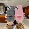 Capa para iPhone Designers capa de telefone padrão de tecido premium com etiqueta triangular fofa para 14 pro max luxos moda 12/13pro max capa para iPhone yucheng
