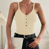 Débardeurs pour femmes vêtements d'été européens et américains Simple Sexy bouton nu mince jarretelle haut tricoté femme