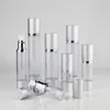 15 ml 30 ml 50 ml Lege Cosmetische Airless Fles Zilver Hervulbare Plastic Pomp Flessen voor Vloeibare Lotion Essentie