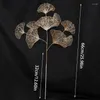 Dekorativa blommor 1 st simulerade gyllene färgblomma blad eukalyptus ginkgo blad bukett falska växt hem julbröllop fest