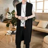 Ethnic Clothing Traditional Chinese For Men Linen Shirt Male Hanfu Top Long Kimono Vest Streetwear