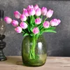 Fleurs décoratives tulipes violettes artificielles bouquets de mariée fête de mariage décoration de bureau à domicile (30 pièces)