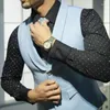Men's Suits Light Blue Casual Men Slim Fit 3 Piece Wedding Tuxedo For Groomsmen With Notched Lapel Man Fashion Set Jacket Vest Pants