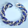 15 mm Lazurit-Silberarmband, natürliche Edelstein-Lapislazuli-Kubanische Gliederkette