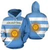 Herrtröjor kid100-6xl 3d print est argentina sport country flagga unika män kvinnor mysiga hrajuku casual streetwear hoodie zip tröja