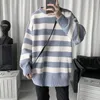 Pulls pour hommes Pull d'hiver Harajuku Fashion Striped Sweter Oversize Pull Warm Knitted Clothing