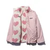 Women's Jackets Double-sided heart shape design lamb plush women's coat cotton clothes winter warm windproof jacket street Y2K clothing 230721