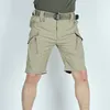 Shorts Masculino Masculino Tático Verão Múltiplos Bolsos Elasticidade Militar Tático Calças na Comprimento do Joelho Ao Ar Livre À Prova D' Água Exército Cargo