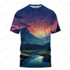 Men's T Shirts Summer -shirt Valley Night Scene 3D Printed Casual Style Fashion Trend