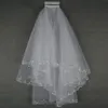 Veli da sposa Velo da sposa da sposa 2 strati fatti a mano con perline Bordo a mezzaluna Accessori da sposa Velo Colore bianco e avorio in stock283M