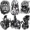 Africa Serengeti Lion Temporary Tattoo Black Indian Warrior Waterproof Flash Tattoo Sticker Tribal Mighty Tiger Tatoo Men Women