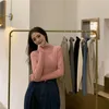 Pulls pour femmes automne et hiver Style étranger chemise en velours allemand col mi-haut avec haut brossé chaud épaissi