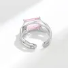 Cluster Ringen Originele 925 Zilveren Kleur Roze Steen Voor Vrouwen Paar Bruiloft Engagement Vrouwen Vintage Ring Fijne Sieraden