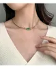 Choker One -Play Punk Green Crystal Titanium Steel Gruby łańcuch Naszyjnik dla kobiet minimalistyczna biżuteria Collier Femme