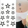 10 stil kroppskonst vattentät tillfälliga tatueringar för män kvinnor vacker svart stjärna design flash tatuering klistermärke kropp tatoos