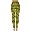 Leggings femininas elegantes calças de ioga Houndstooth bolsos pretas e amarelas cintura alta estética esportiva leggins elásticas para treino