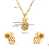 Earrings Necklace Pineapple Cute Stainless Steel African Jewellery Sets Bridal Dubai Gold Color Wedding Jewelry Set For Women Girl Dhvie