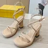 Leather womens sandals top luxury designer shoes fashion lace-up high heels sexy chunky platform shoes new summer casual shoes outdoor comfort buckle dress shoes