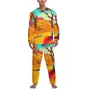 Men's Sleepwear Desert Print Pajamas Spring 2 Piece Abstract Nature Cute Pajama Sets Men Long Sleeve Bedroom Graphic Nightwear