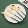 6People Rainbow Set di stoviglie Specchio Set di posate in acciaio inossidabile Cena Coltello Forchetta Cucchiaino Set da tavola Posate per feste di lusso L230704