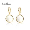 Dangle Earrings JADE ANGEL 14K Gold Plated Natural Chalcedony Classic Luxury High Jewelry Hoop For Women