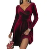 2022 Modest Short Velvet Party Dresses Long Sleeves Arabic Dubai Evening Dress Prom Cocktail Gowns 1920S Burgundy Black Blue301D