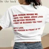 T-shirt femme Lettres Chère personne derrière moi Amour comme Jésus T-shirt Femmes Drôle Casual Mode Citation Hipster Unisexe Tee Tops Tshirt 230721