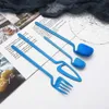 20pcs ensemble de couverts bleu ensemble de vaisselle mat fourchette à dessert 18/10 couverts en acier inoxydable couteau de cuisine fourchette cuillère ensemble de vaisselle L230704