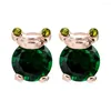 Stud Earrings Sweet And Romantic Green Frog Zircon Stylish Jewelry That Are Humorous Abstract For Women/girls ER-267