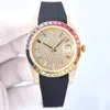 Diamentowe zegarek męskie zegarek Rainbow Automatyczne mechaniczne mechaniczne Montre de Luxe gumowy pasek mody na rękę 41 mm wodoodporność