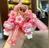 Cartoon Cinnamoroll With Flower Silicon Pendant Jewelry Key chain Backpack Ornament Car key Ring Gifts