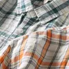 Men's Casual Shirts Pure Linen Men Long Sleeve Button-Down Plaid Dress Shirt Soft And Lightweight Green Checkered Top