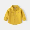 Kids Shirts Children Shirts Fashion Solid Cotton Shortsleeved Boys Shirts For 214 kids Blouses clothes Tops L230223 230721