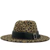 Leopard Print Fedora Hat Women Fascinator Wedding Party Designer Hat Men Dress Top Hats Wide Brim Felt Panama Cap Sun Hat