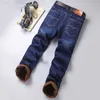 Heren Jeans DIHOPE Slim Straight Fit Fleece Klassiek Plus Fluwelen Dik Stretch Denim Broek Heren Losse Merkbroek Zwart Grijs Blauw 221118 L230724