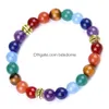 Beaded Yoga 7 Chakra Stone Bracelet Strand Red Agate Amethyst Gemstone Bracelets Wristband For Men Women Fashion Jewelry Drop Delivery Dh9M6