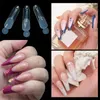 Unhas Postiças NCUBE 48pcs Formas de Unhas Duplas Silicone Forma Francesa Adesivo Acrílico Aquário Dicas Reutilizáveis Moldes de Extensão Ferramentas de Manicure