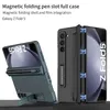 Sidan penna slotfodral för samsung galaxy z fold 5 case magnet stativ gångjärn skyddande film skärm täckning