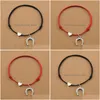 Charm Bracelets Lucky Horseshoe Pendant Red Cord String Heart For Women Men Jewelry Lover Couple Gifts Drop Delivery Dhxs7