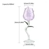 Wine Glasses Rose Shape Glass With Colored Leaves Red Goblet Cocktail Transparent Pink Cup For Wedding Birthday Celebrations