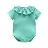 Salıncalar Yaz Bebek Kız Bodysuits Aktif Katı Pamuklu Bebek Giysileri 0-24 Ay O boyun tek parçalar doğmuş kıyafetler