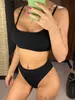 Women's S - XL 12 Colors Ribbed Fa Swimsuit High Waist Women Swimwear Two-pieces Bikini set Bather Bathing Suit Swim V3316 H230515 H230524