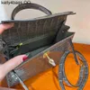 Handbag Crocodile Leather 7A Quality Genuine Handswen Bags Sewn 25cm real color withqqSWW1