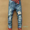 Men's Hot sale-Mens Casual Straight Retro Slim Skinny Jeans Fashion Designer Ripped Men Hip Hop Light Blue Denim Pants L230724